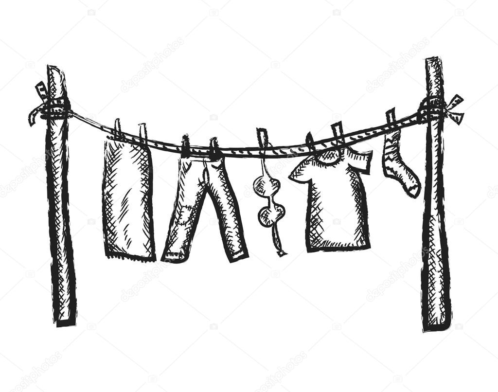 doodle shirts hanging on rope