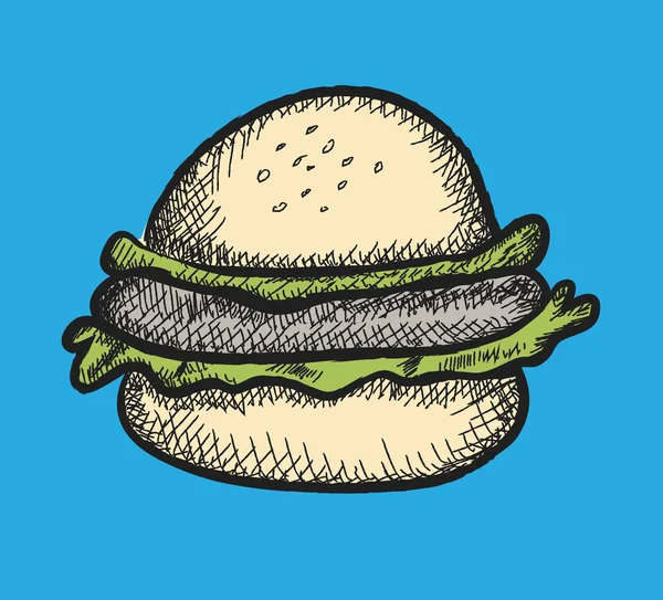 Doodle Hamburger, Burger — Stockfoto