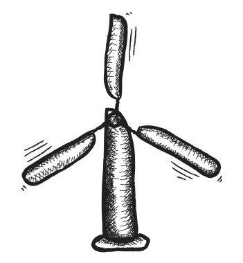 Doodle modern yel değirmeni, retro illüstrasyon
