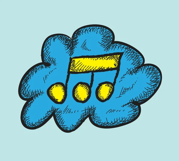 Music in cloud, doodle  illustration icon — Stock Photo, Image