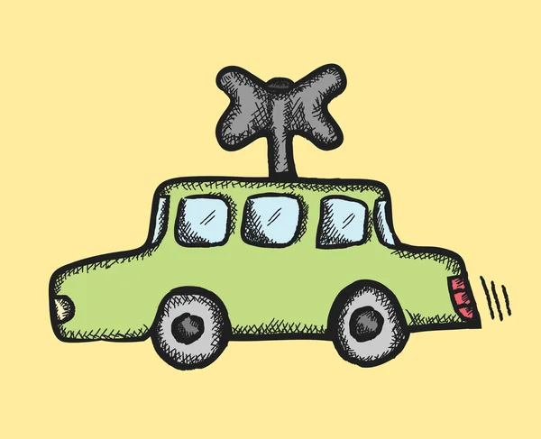 Doodle speelgoedauto, kleur retro illustratie — Stockfoto