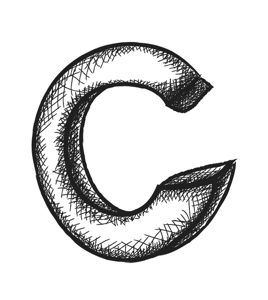 Garabato letra C icono — Foto de Stock