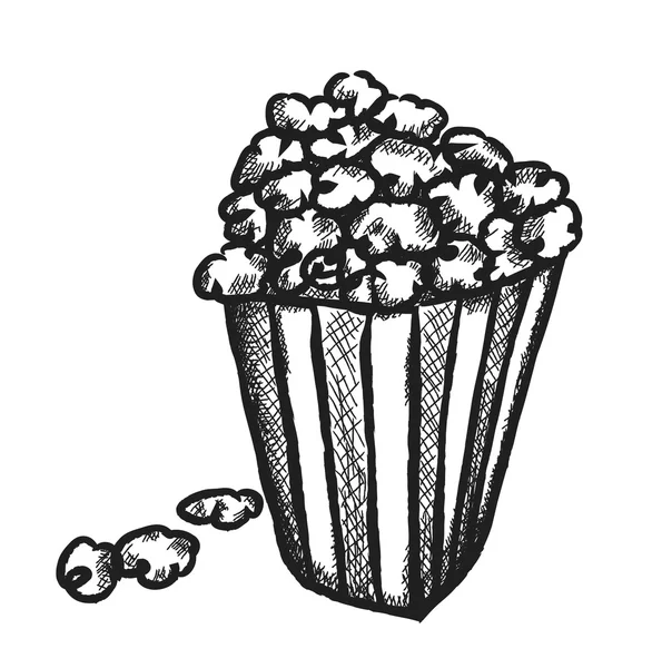 Doodle paper bag full of popcorn,  illustration icon — Stock Photo, Image