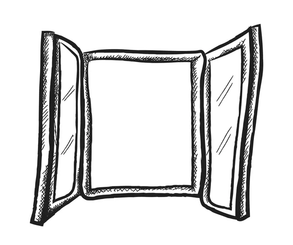 Doodle ventana abierta, icono de la ilustración —  Fotos de Stock