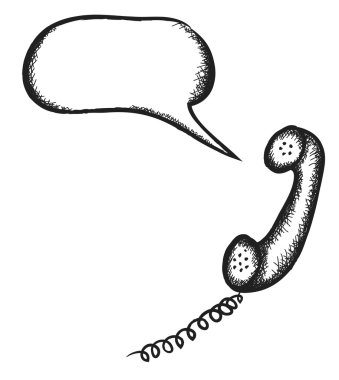 Doodle telefon ve konuşma balonu, illüstrasyon simge
