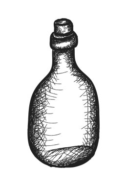Doodle taranmış cam şişe, illüstrasyon simge