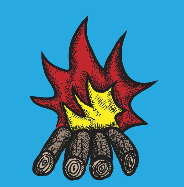 Doodle fuego de campamento, icono de la ilustración — Foto de Stock