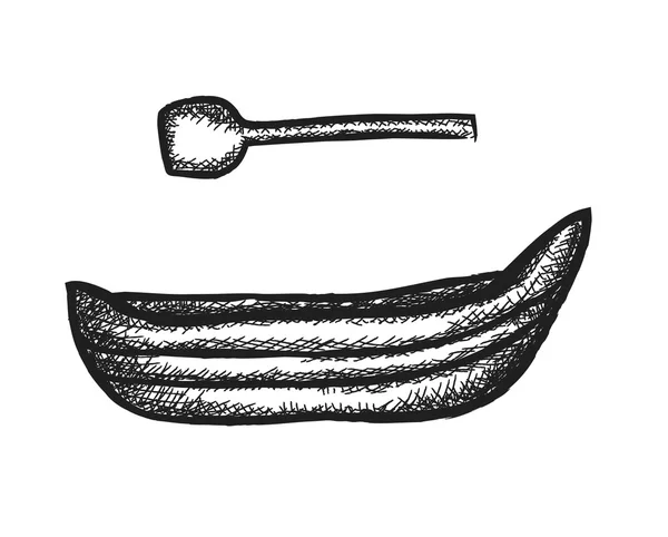Doodle drewnianą łodzią i wiosła łodzi — Zdjęcie stockowe
