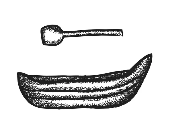나무 보트 및 보트 노를 낙서합니다 — 스톡 사진