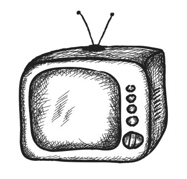 eski bir tv, illüstrasyon doodle