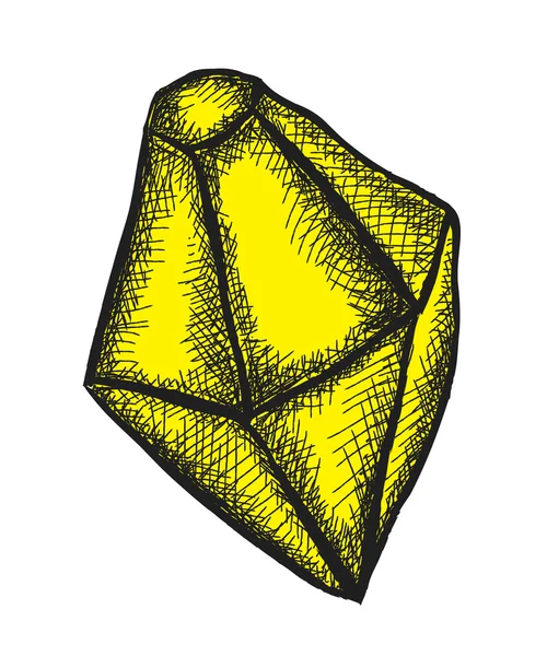 Doodle sárga gyémánt, illusztráció — Stock Fotó