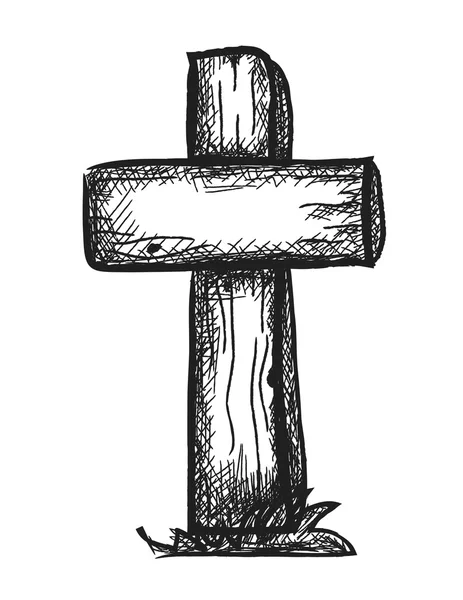 Doodle wooden cross grave — Stock Photo, Image