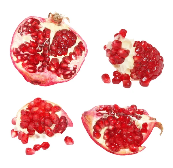 Colección de frutos de granada roja aislados sobre fondo blanco, con ruta de recorte —  Fotos de Stock