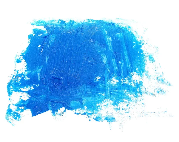 Fénykép kék grunge ecsetvonások olajfesték, elszigetelt fehér background — Stock Fotó