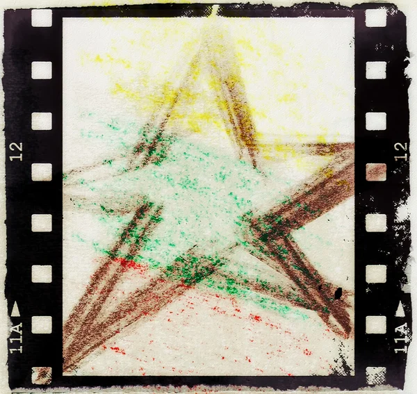 Alter Grunge-Filmstreifen mit Star-Hintergrund — Stockfoto