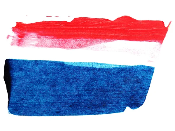 Foto blauw rood grunge penseelstreken olieverf geïsoleerd op een witte achtergrond, vlag — Stockfoto