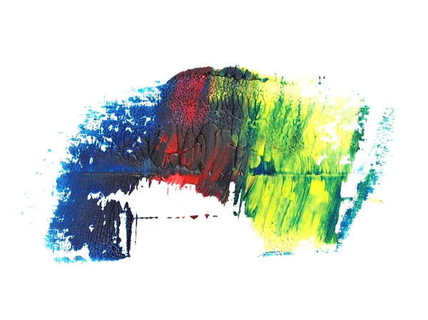 Foto azul, rojo, amarillo grunge pinceladas pintura al óleo aislado sobre fondo blanco — Foto de Stock