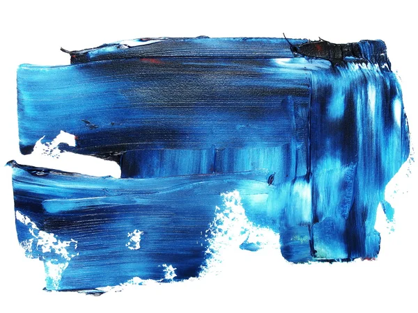 Foto azul grunge pinceladas pintura al óleo aislado sobre fondo blanco — Foto de Stock