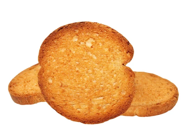 Montones de rusks con harina de trigo integral, pan en rodajas aisladas, pan de rusk seco de trigo entero, pan integral aislado sobre fondo blanco — Foto de Stock