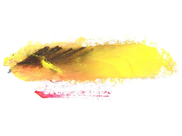 Photo grunge jaune coups de pinceau peinture à l'huile isolé sur fond blanc — Photo