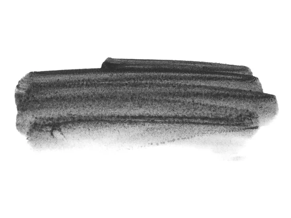 黒の水彩手描きのブラシ ストローク (クリッピング パスと、グランジ紙テクスチャ、白地に分離) — ストック写真