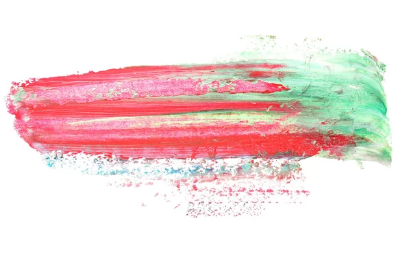 Foto verde rojo pinceladas grunge pintura al óleo aislado sobre fondo blanco —  Fotos de Stock