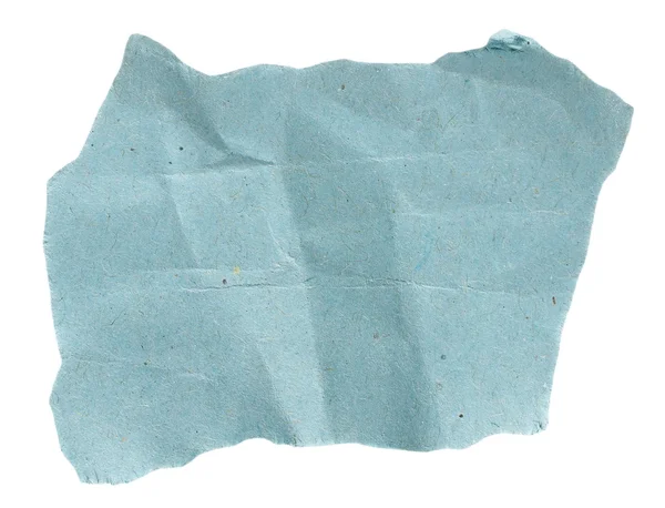 Morceau de papier bleu froissé isolé sur fond blanc — Photo