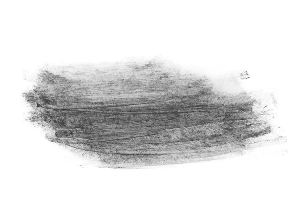 Siyah suluboya el boyalı beyaz arka planda, kağıt doku, (kırpma yolu ile izole fırça darbeleri) — Stok fotoğraf