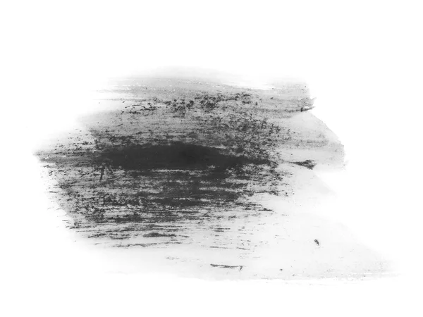 Черный акварелью кисть мазки, выделенные на белом фоне, гранж бумагу текстуру, (с обрезкой пути ) — стоковое фото
