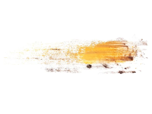 Жовтий акварельний ручний пензлик ізольований на білому тлі, текстура гранжевого паперу, (з відсічним контуром ) — стокове фото