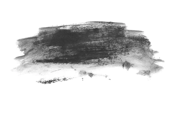Pennellate dipinte a mano acquerello nero isolato su sfondo bianco, grunge texture carta — Foto Stock