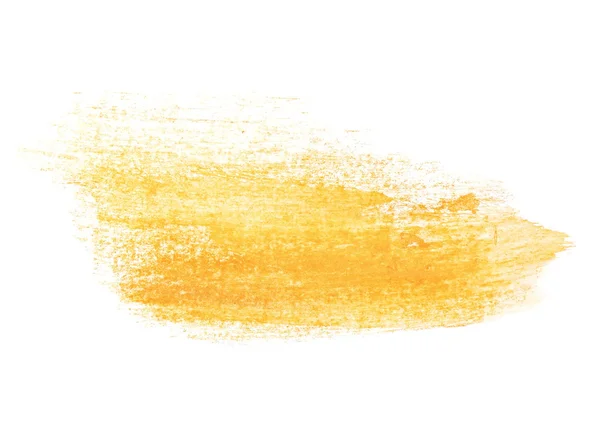 Жовтий акварельний ручний пензлик ізольований на білому тлі, текстура гранжевого паперу, (з відсічним контуром ) — стокове фото