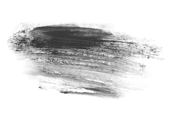 Чорний акварельний ручний пензлик ізольований на білому тлі, текстура гранжевого паперу — стокове фото