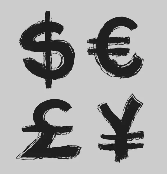 Currency symbols and money coins, dollar, euro, yen and pound, design elements — Stock Photo, Image