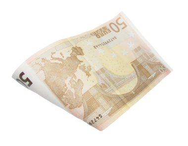 uçan 50 euro fatura izole kırpma yolu ile dalga şekli
