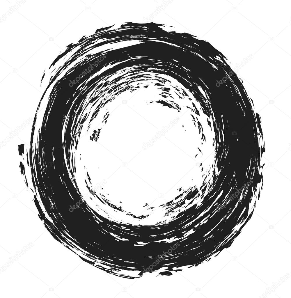 Circle grunge paint brush, logo design element, brush stroke