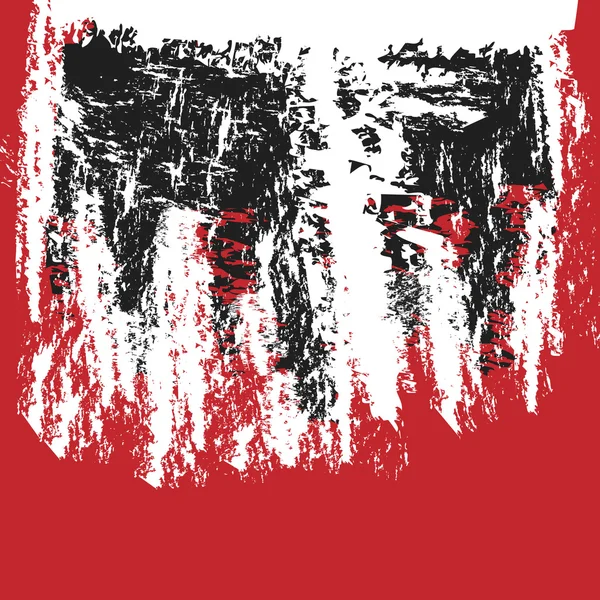 黑色 grunge 油漆溅到画笔描边的红色背景，设计元素 — 图库照片