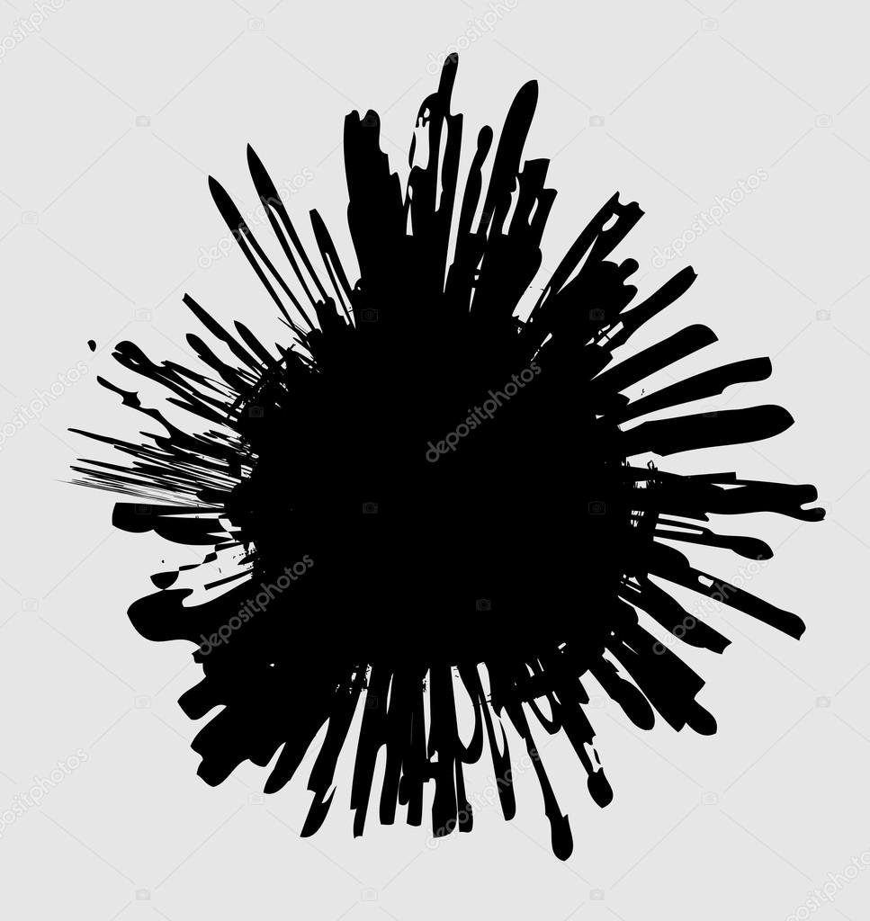 grunge black ink blots isolated on white background