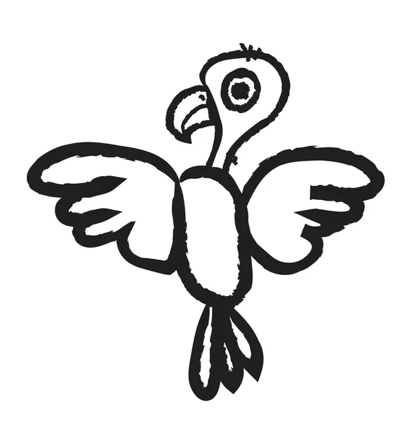 Doodle pequeno papagaio, ícone de ilustração — Fotografia de Stock