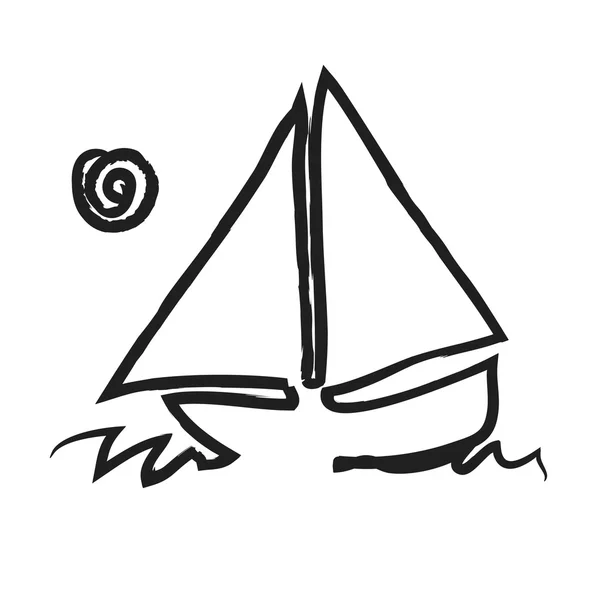 Doodle yelkenli, illüstrasyon simge — Stok fotoğraf