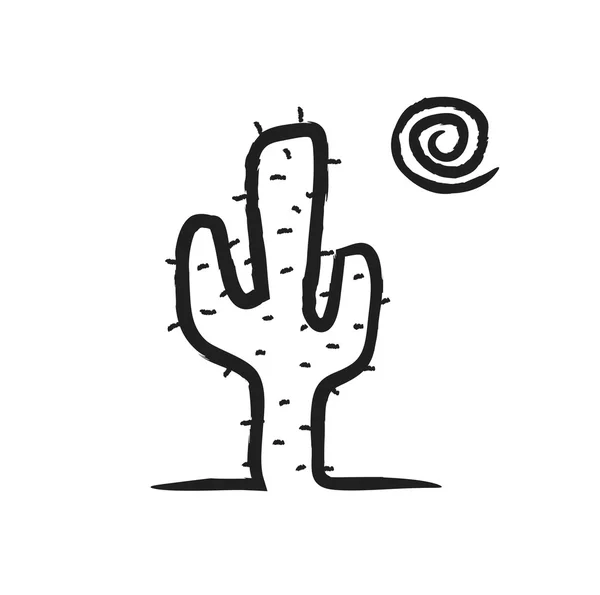 Каракулевий кактус в пустелі, ілюстрація значок — стокове фото