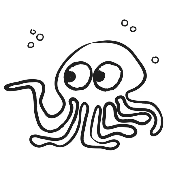 Garabato pulpo en el agua, icono de la ilustración —  Fotos de Stock