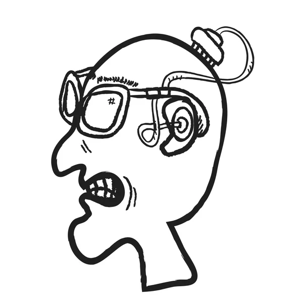 サイボーグ、スマートなメガネ男、イラスト アイコンの顔と — ストック写真