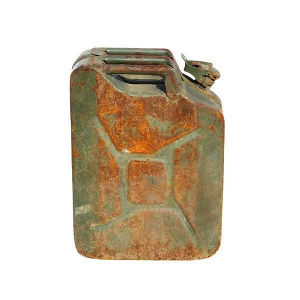 Old rusty canister, jerrycan isolated on white background, with clipping path — Stock Photo, Image