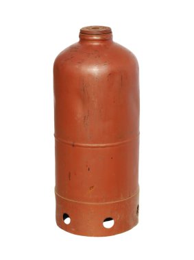 Turuncu eski gaz balon üzerinde beyaz izole