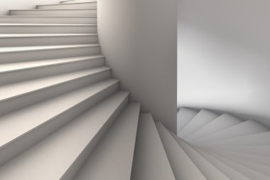 3D Illustration of a Simple White Spiral Staircase clipart