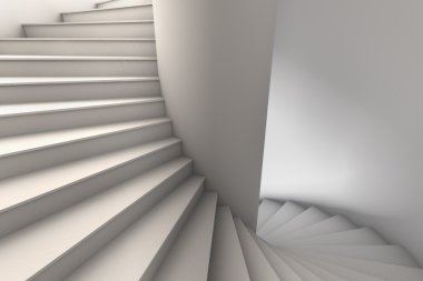 3D Illustration of a White Spiral Staircase clipart