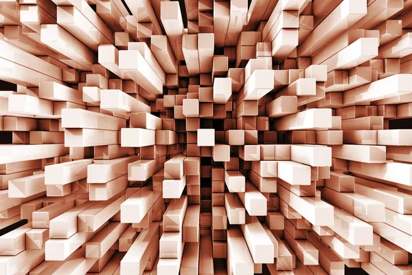 Orange tinted reflective checkered cube background — Stock Photo, Image