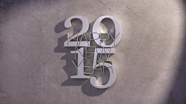 幸せな新しい年 2015年金属テキスト アイコン影石の上 — ストック写真