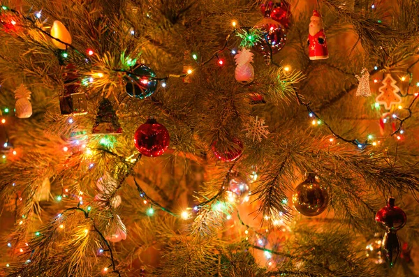 Karácsony Koszorúslámpák Közelkép Háttér — Stock Fotó